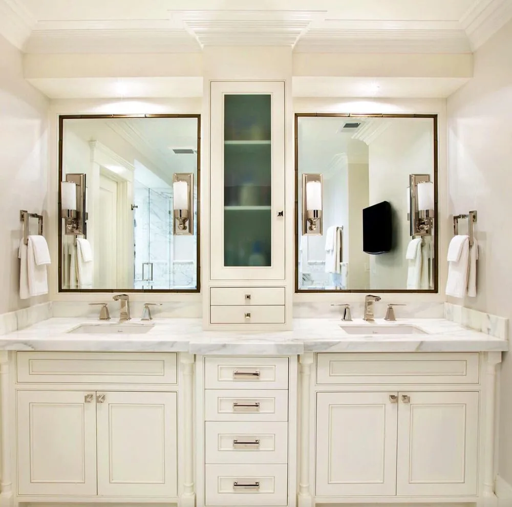 Primary bathroom with a custom double vanity